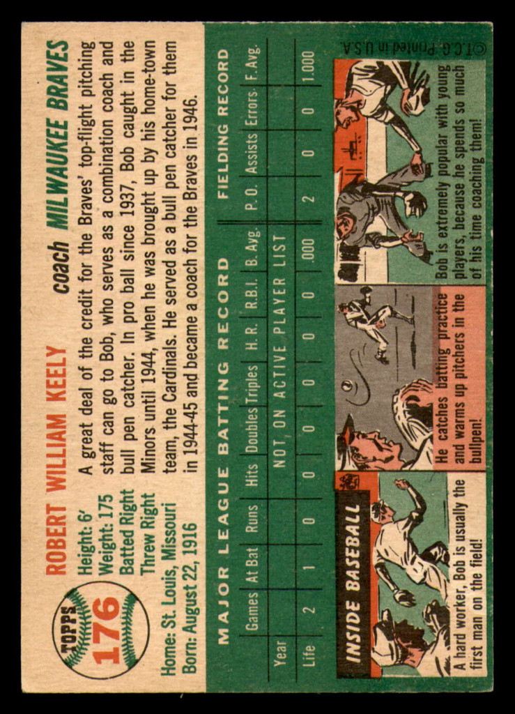 1954 Topps #176 Bob Keely CO Excellent+  ID: 358184