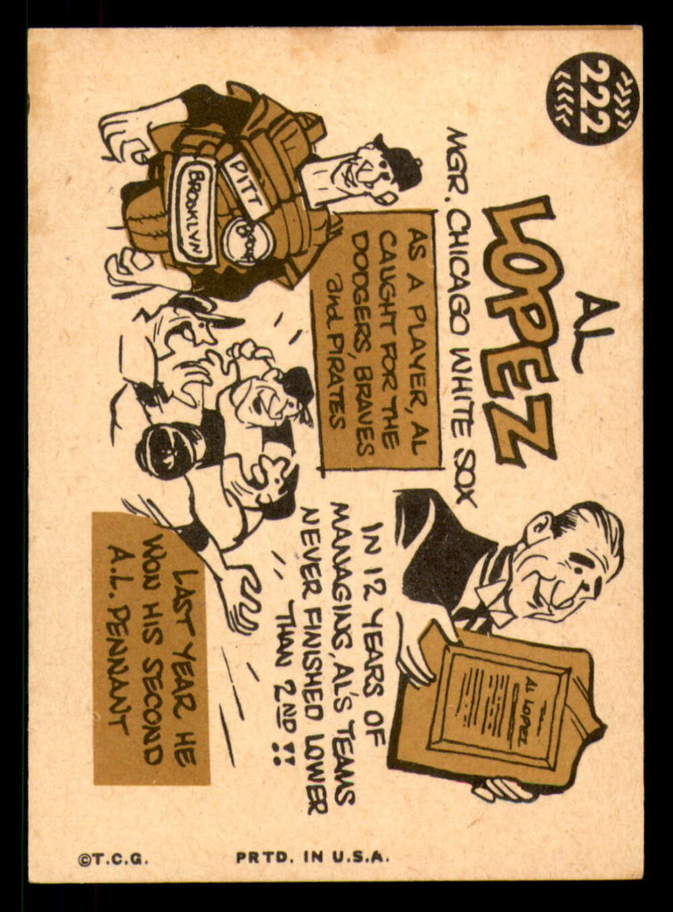 1960 Topps #222 Al Lopez MG Excellent+  ID: 360502