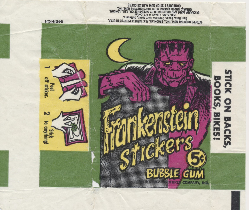 1966  Topps Frankenstein Stickers 5 Cents Wrapper A Few Small Holes  #*sku35083