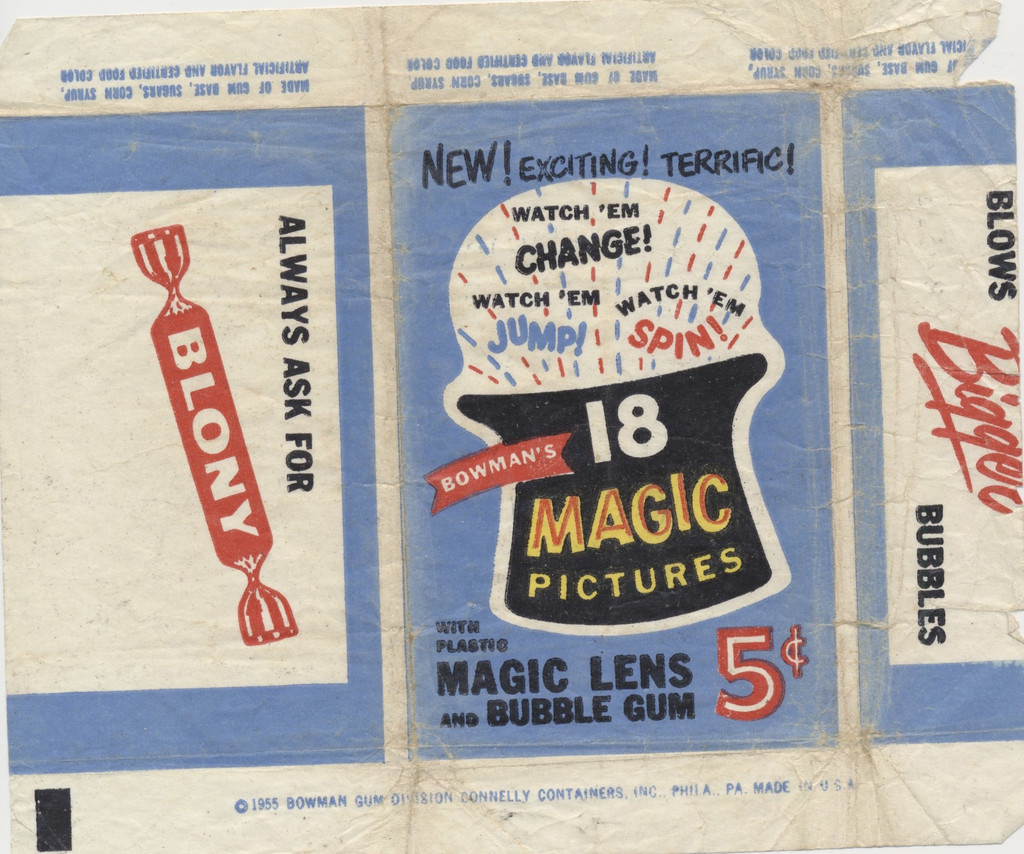 1955  Bowman  18 Magic Pictures  5 Cents Wrapper  Several Imperfections  #*sku35092