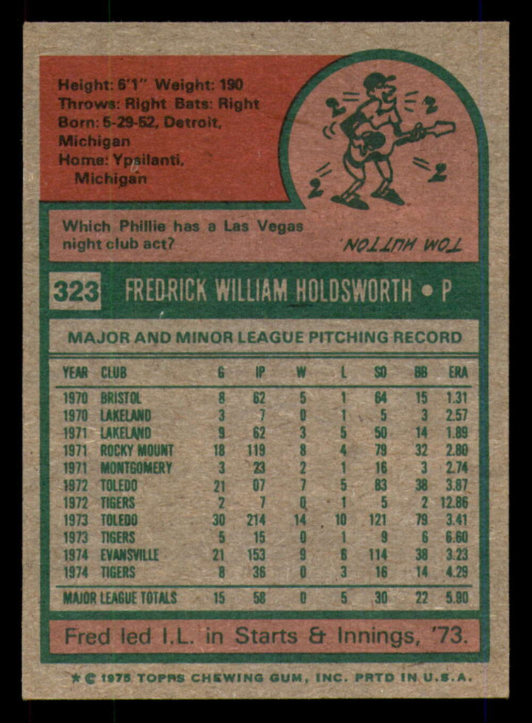 1975 Topps #323 Fred Holdsworth Ex-Mint 
