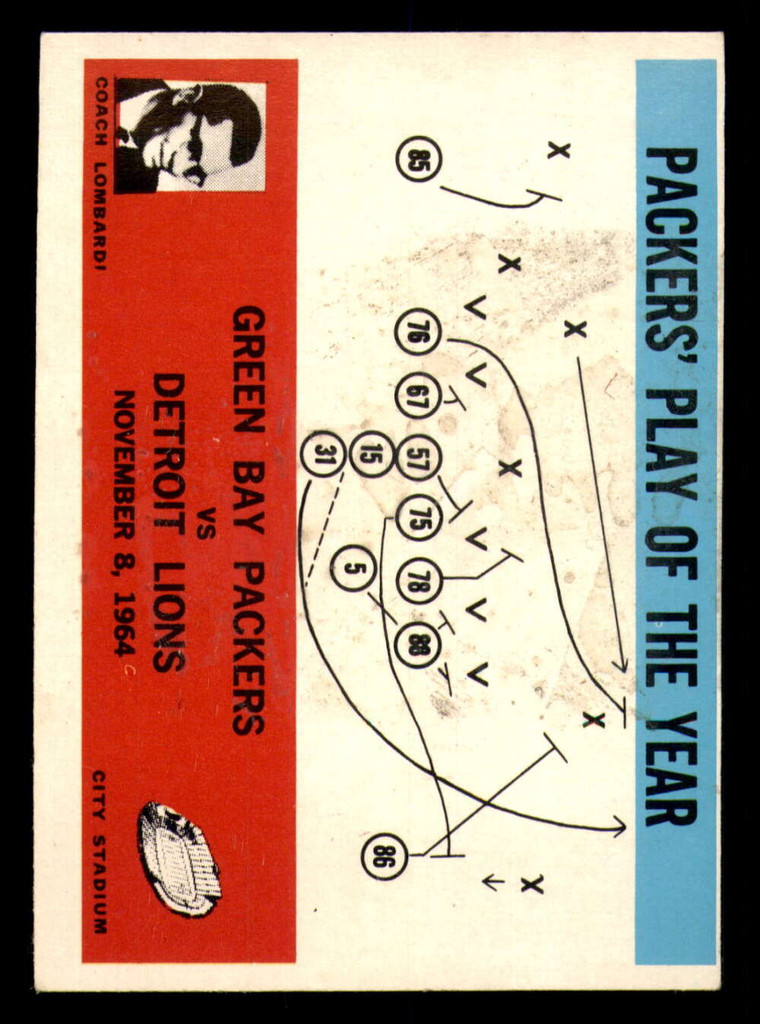 1965 Philadelphia #84 Vince Lombardi Packers Play of the Year Excellent+ 