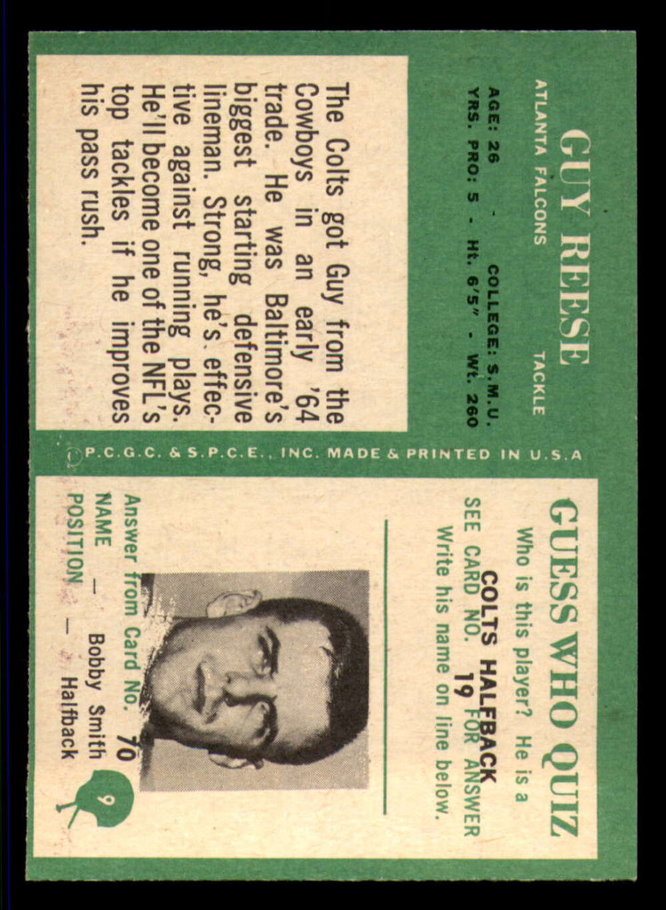 1966 Philadelphia #9 Guy Reese Ex-Mint  ID: 362494
