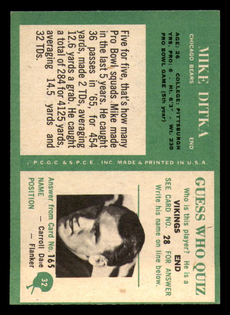 1966 Philadelphia #32 Mike Ditka Ex-Mint  ID: 362524