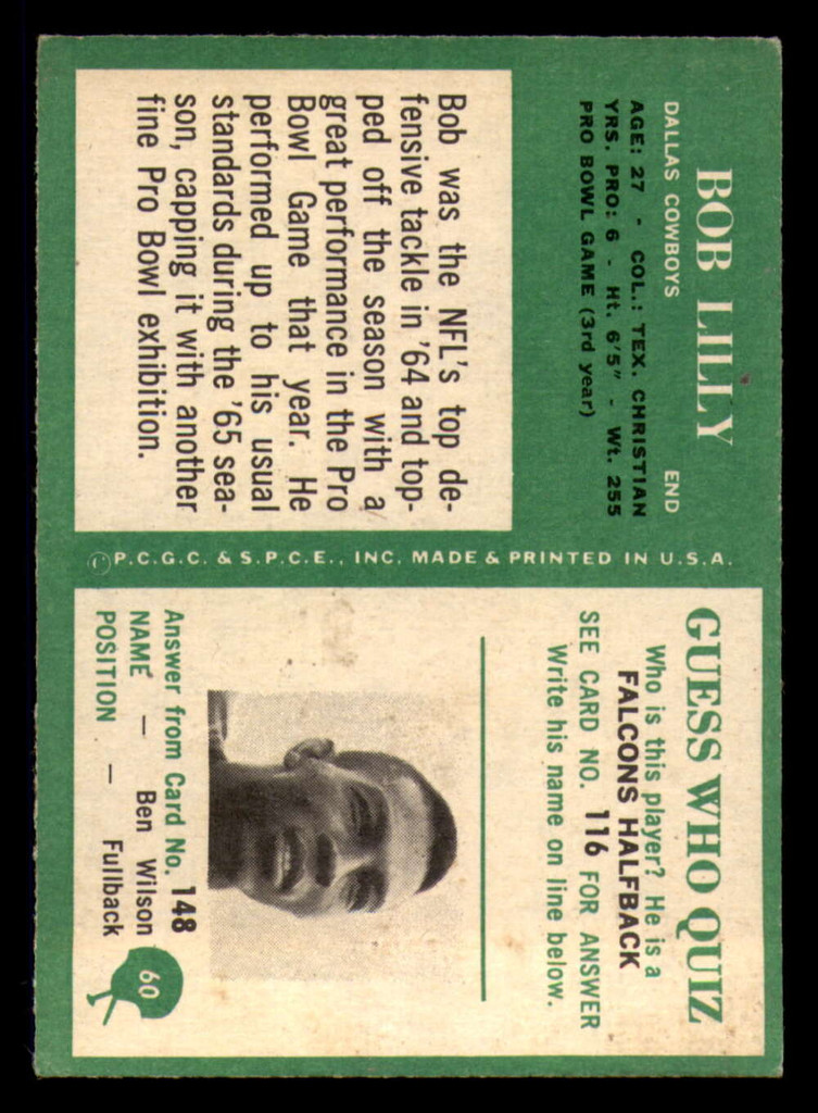 1966 Philadelphia #60 Bob Lilly Excellent+  ID: 362569