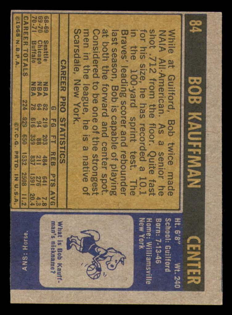 1971-72 Topps #84 Bob Kauffman DP Ex-Mint  ID: 363286