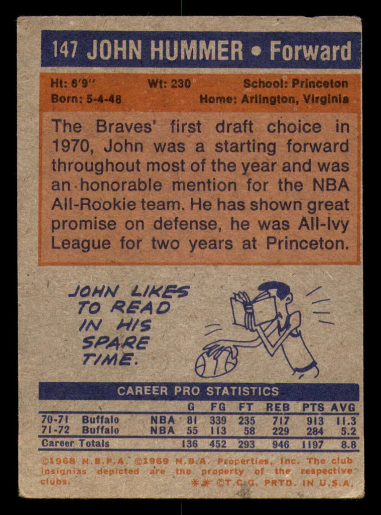 1972-73 Topps #147 John Hummer Very Good  ID: 363509