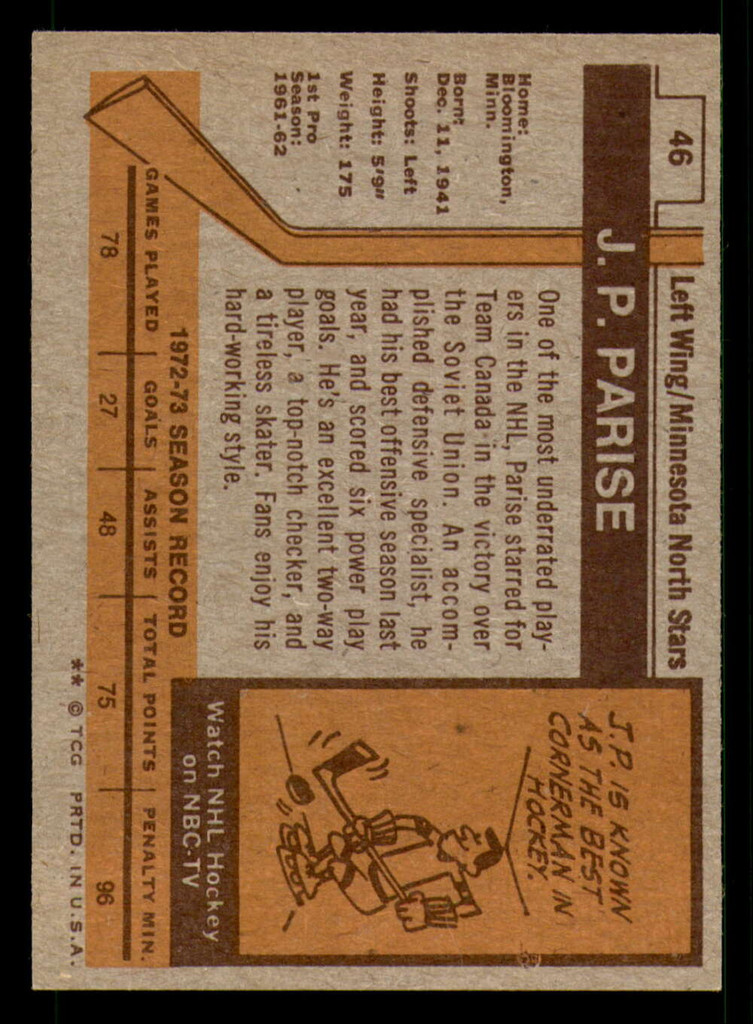 1973-74 Topps #46 J.P. Parise Ex-Mint  ID: 365297