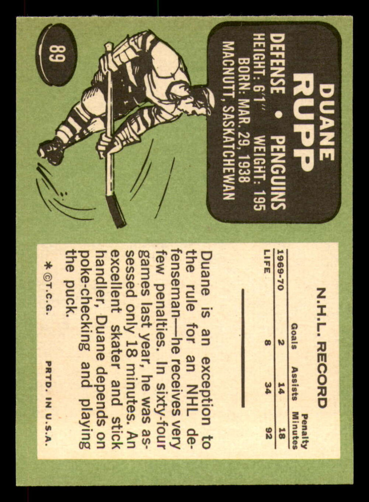 1970-71 Topps #89 Duane Rupp Ex-Mint  ID: 364929