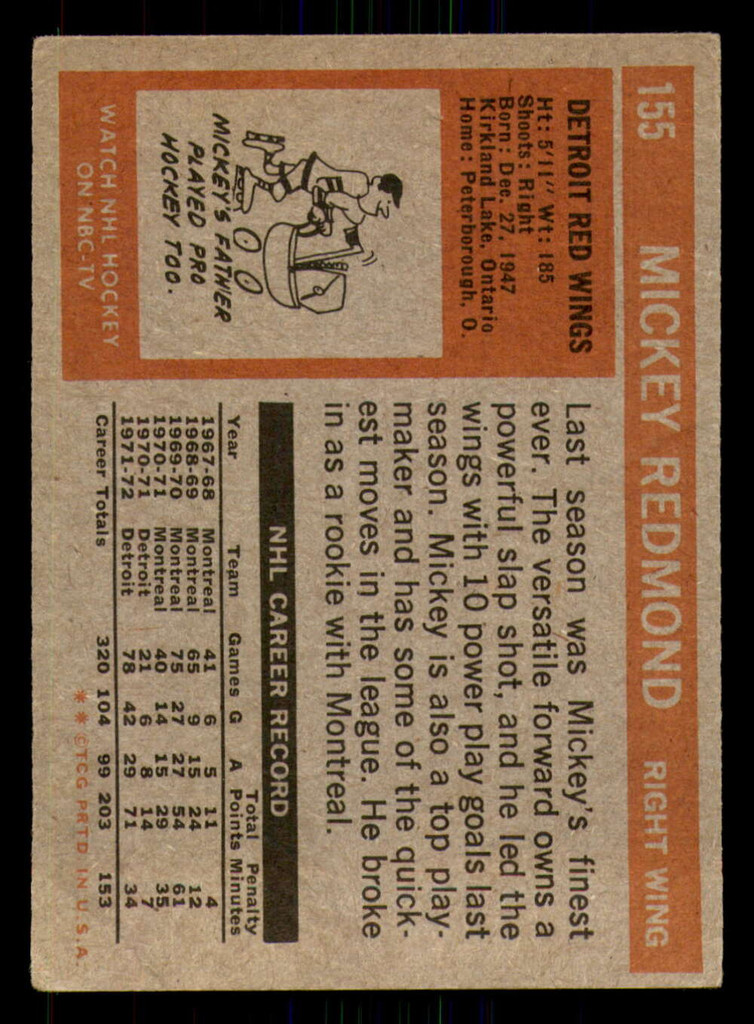 1972-73 Topps #155 Mickey Redmond Poor 