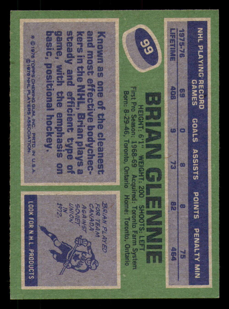 1976-77 Topps #99 Brian Glennie Ex-Mint 