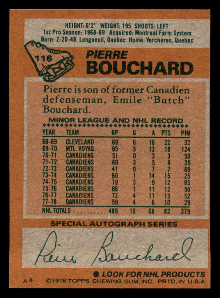 1978-79 Topps #116 Pierre Bouchard Near Mint 
