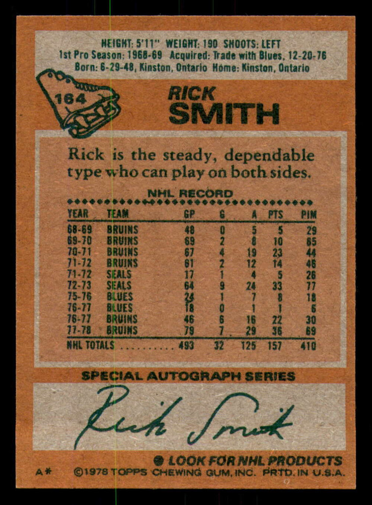 1978-79 Topps #164 Rick Smith Near Mint 