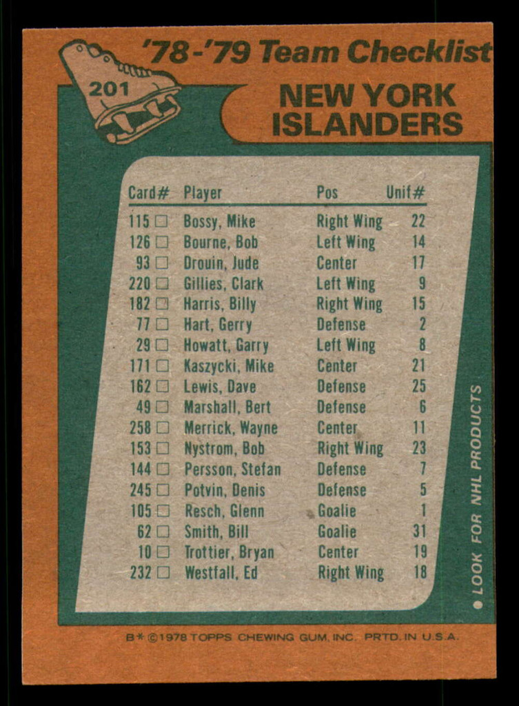 1978-79 Topps #201 Islanders Team Near Mint 