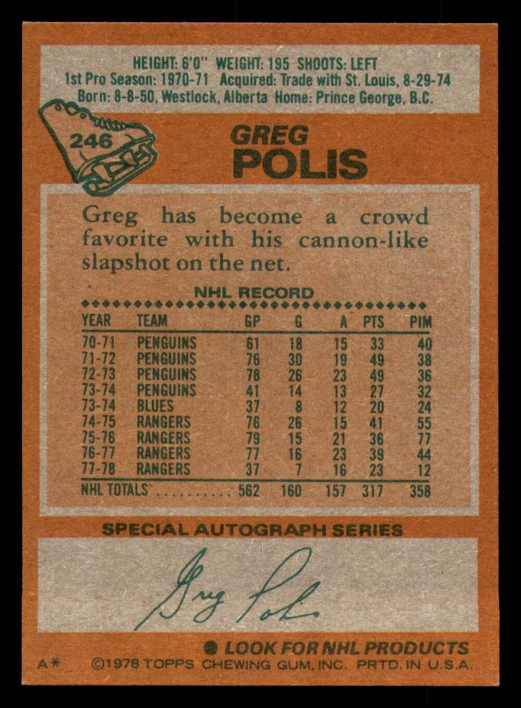 1978-79 Topps #246 Greg Polis Ex-Mint  ID: 366813