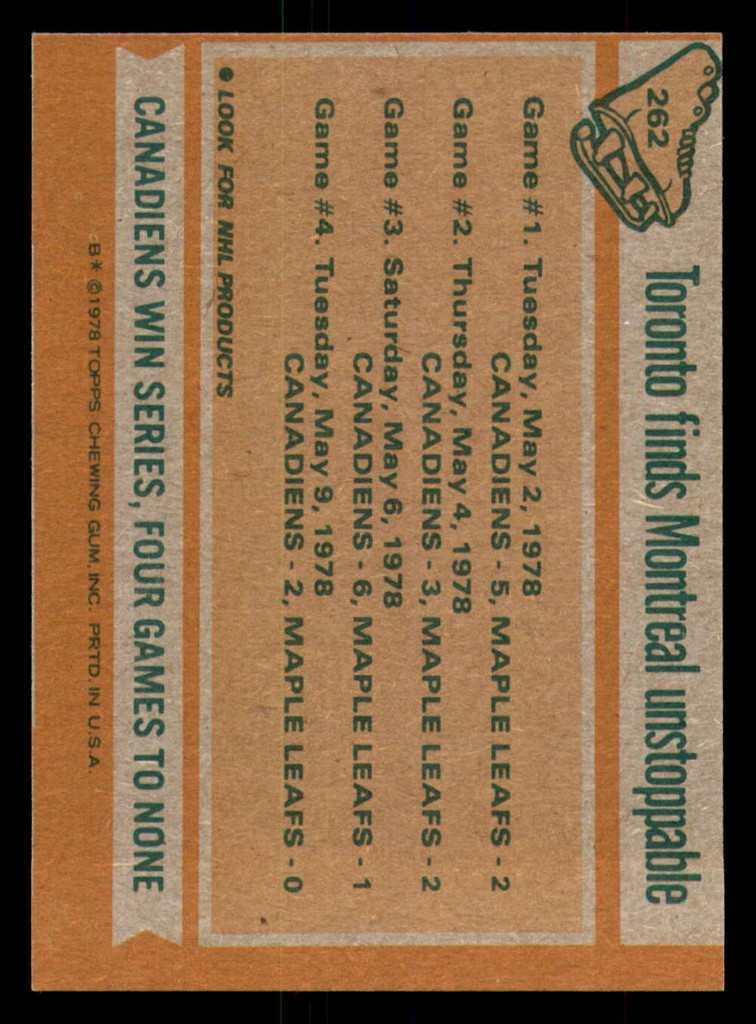 1978-79 Topps #262 Stanley Cup Semi-Finals Near Mint  ID: 366858