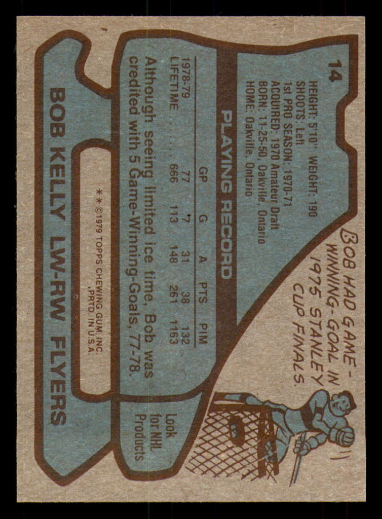 1979-80 Topps #14 Bob Kelly Near Mint+  ID: 366882