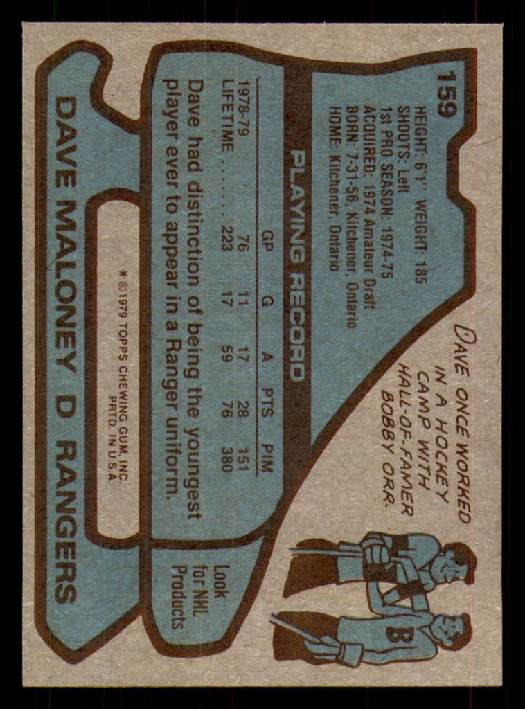 1979-80 Topps #159 Dave Maloney Near Mint  ID: 367041