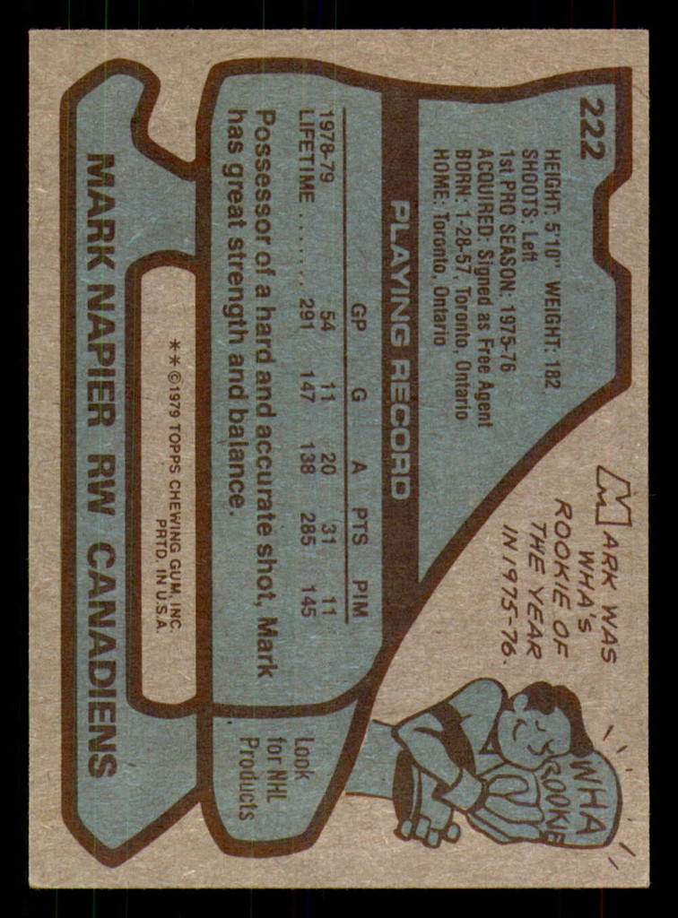 1979-80 Topps #222 Mark Napier Ex-Mint 