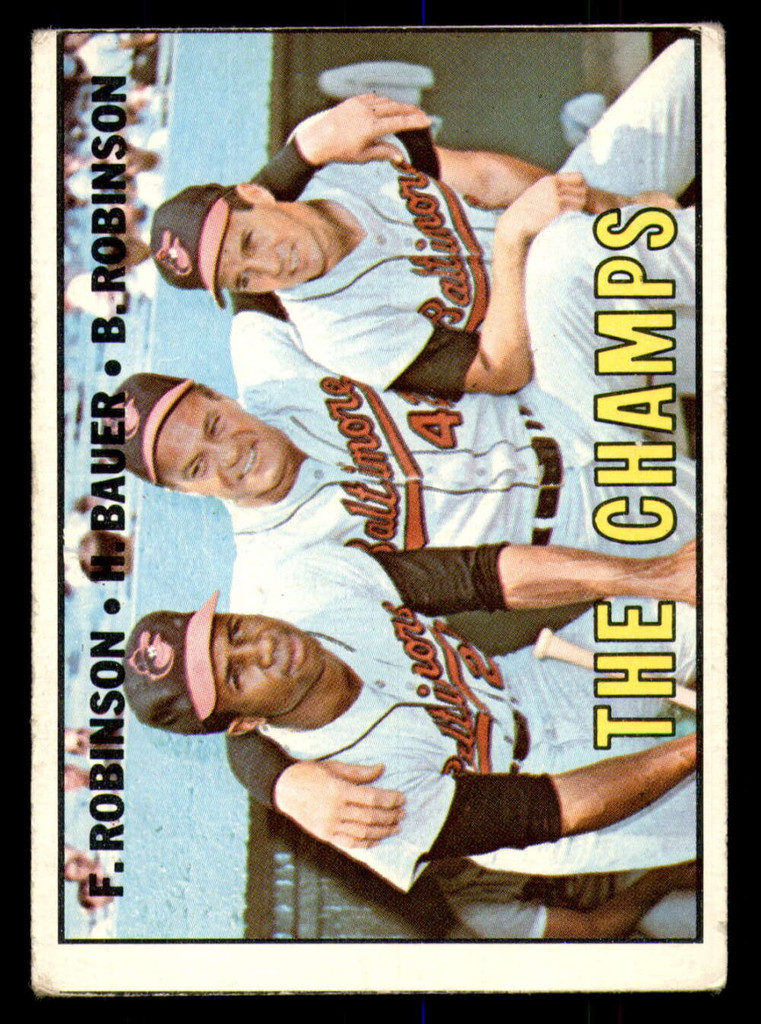 1967 Topps #1 Frank Robinson/Hank Bauer/Brooks Robinson The Champs DP  ID:368406