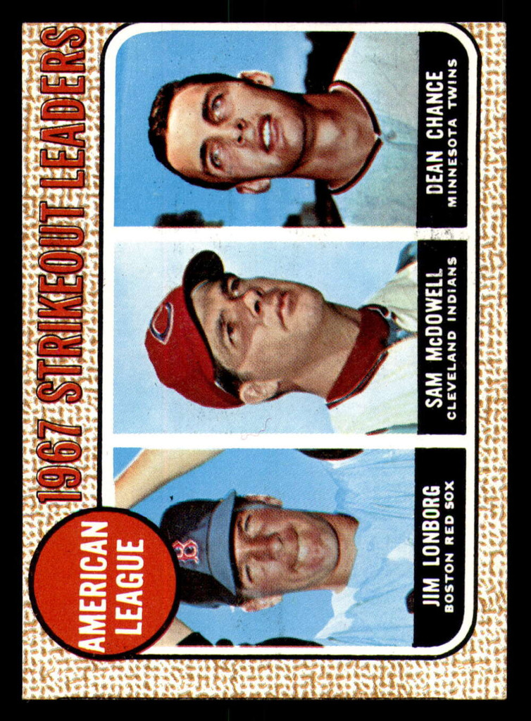 1968 Topps #12 Jim Lonborg/Sam McDowell/Dean Chance A.L. Strikeout Lea ID:368642