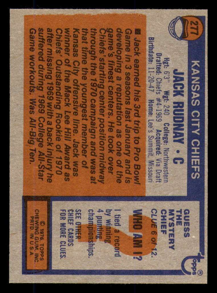 1976 Topps #277 Jack Rudnay Near Mint  ID: 369547