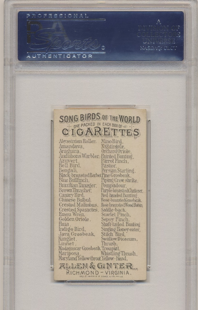 1890 Allen & Ginter N23 Song Birds Of The World Bengali  PSA 6 EX-MT  #*SKU35142