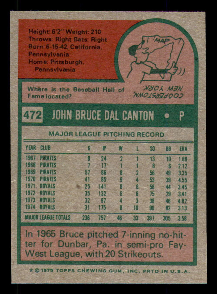 1975 Topps Mini #472 Bruce Dal Canton VG-EX  ID: 371202