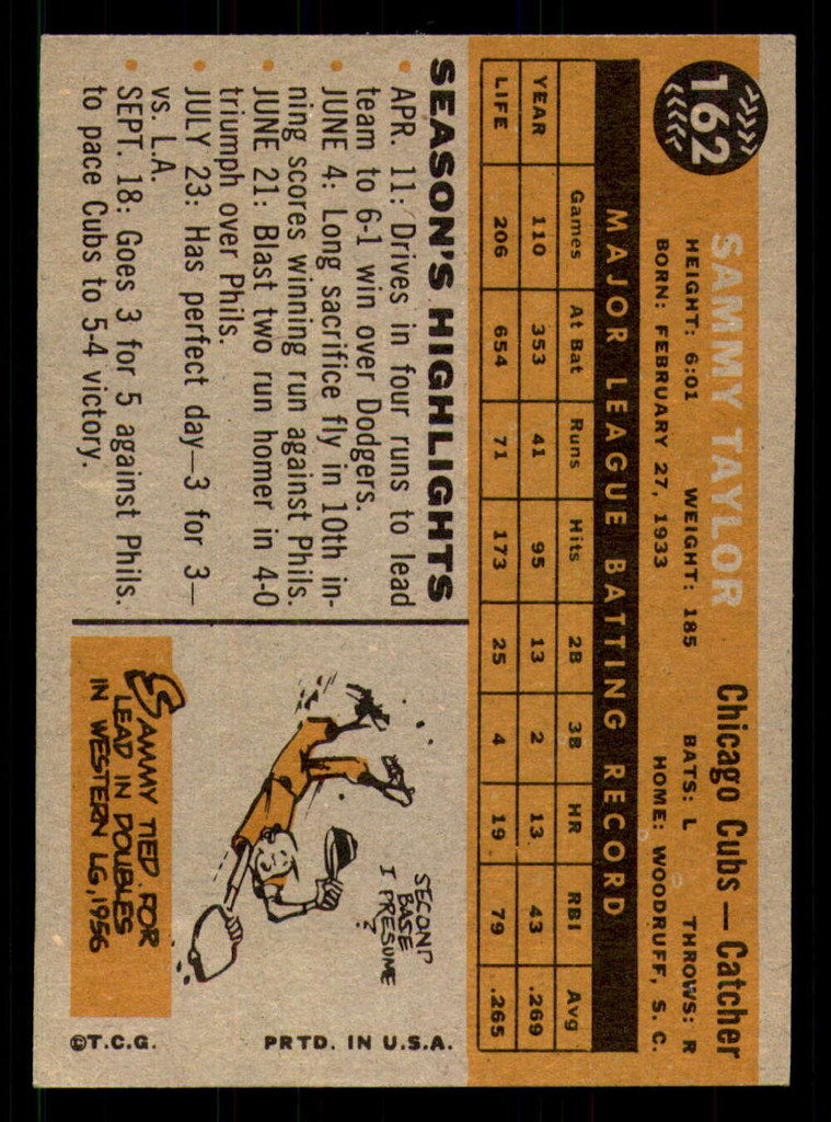 1960 Topps #162 Sammy Taylor Excellent+  ID: 371812