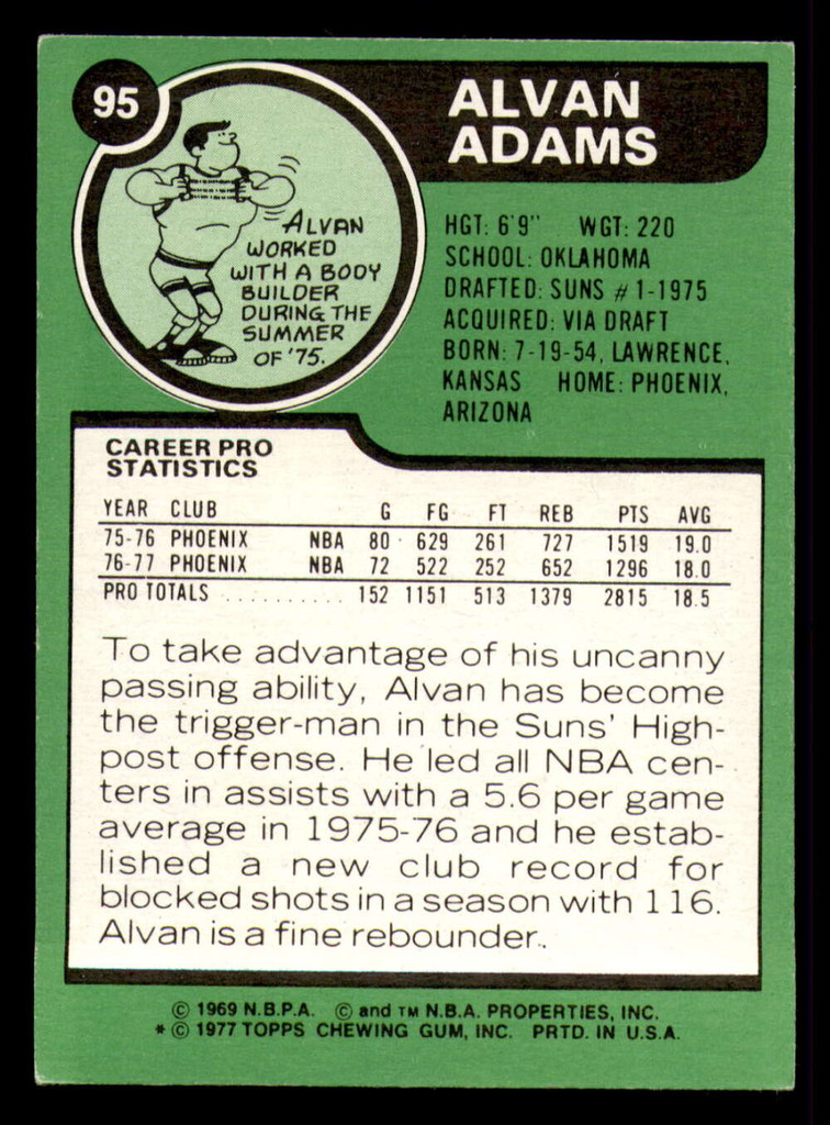 1977-78 Topps #95 Alvan Adams Ex-Mint 