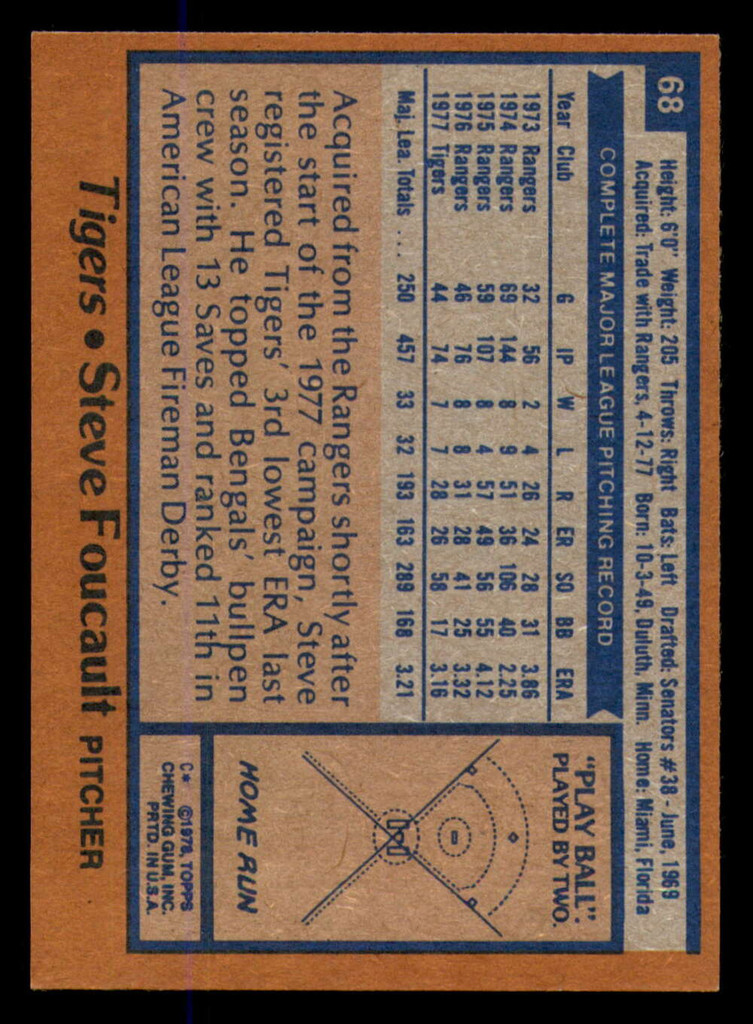 1978 Topps #68 Steve Foucault DP Near Mint  ID: 372293