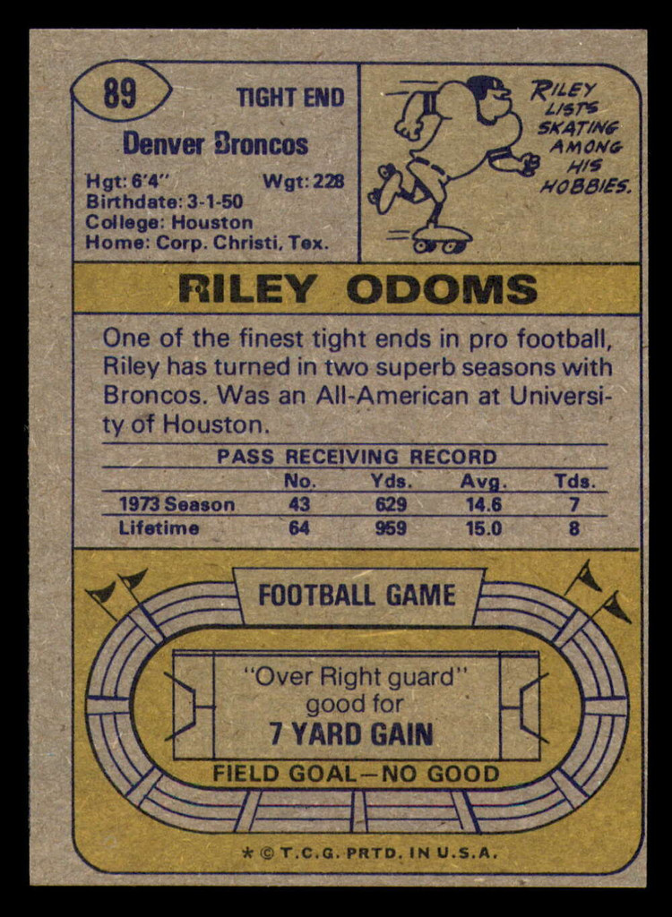 1974 Topps #89 Riley Odoms Ex-Mint RC Rookie 