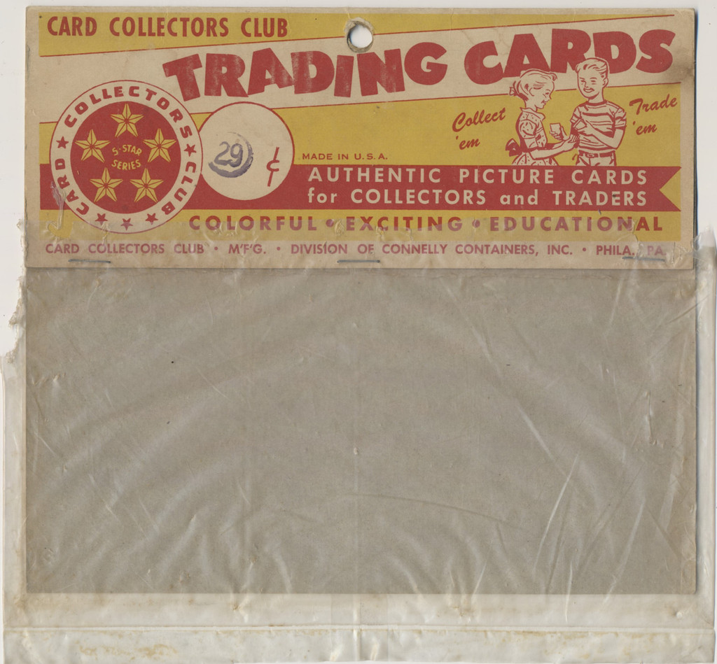 1950's Cello Card Collectors Club Trading Cards  Empty  #*35218