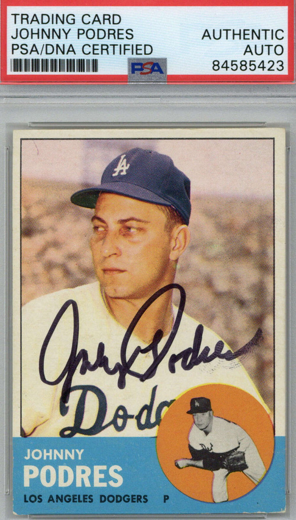 1963 Topps Johnny Podres Signed Auto PSA/DNA L.A. Dodgers