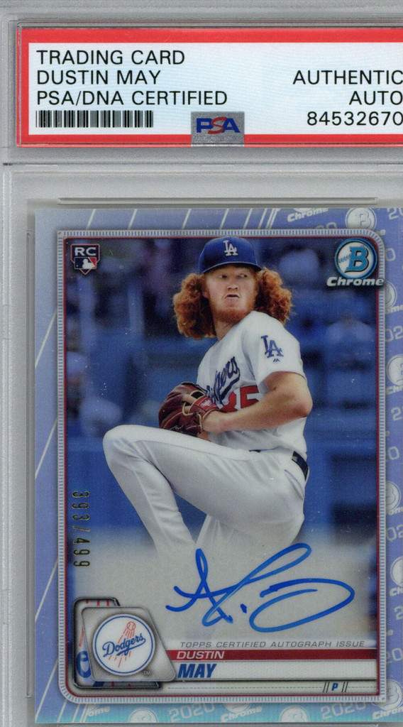 2020 Bowman Chrome Dustin May Signed Auto PSA/DNA L.A. Dodgers