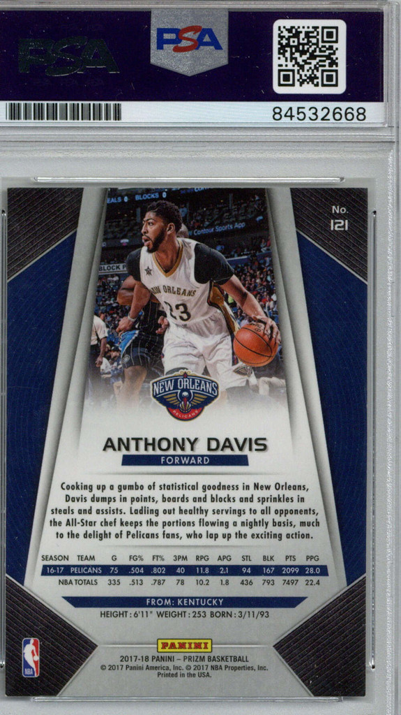 2017 Panini Prizm Anthony Davis Signed Auto PSA/DNA Pelicans