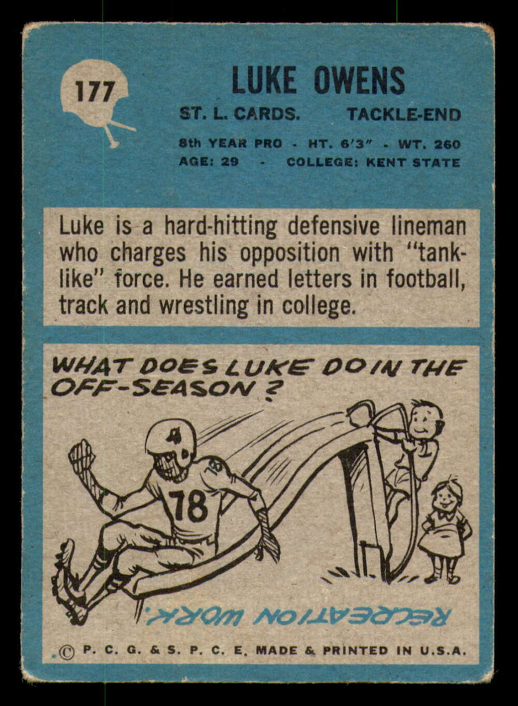 1964 Philadelphia #177 Luke Owens Very Good  ID: 375851
