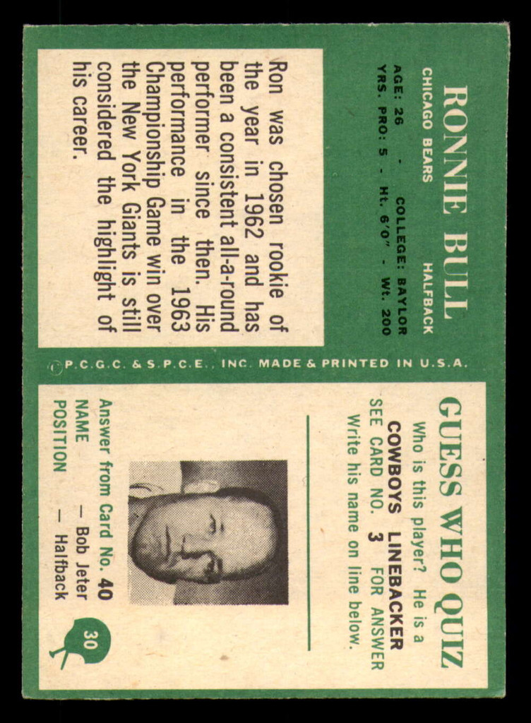 1966 Philadelphia #30 Ron Bull Excellent  ID: 376075