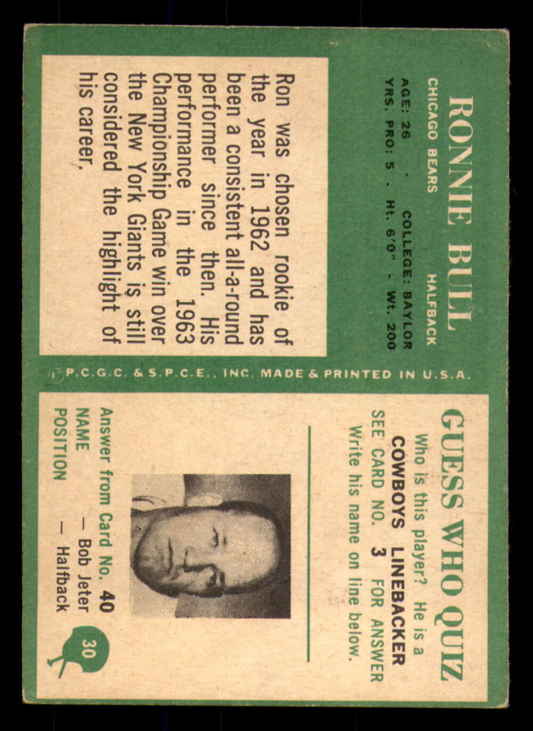 1966 Philadelphia #30 Ron Bull VG-EX  ID: 376077