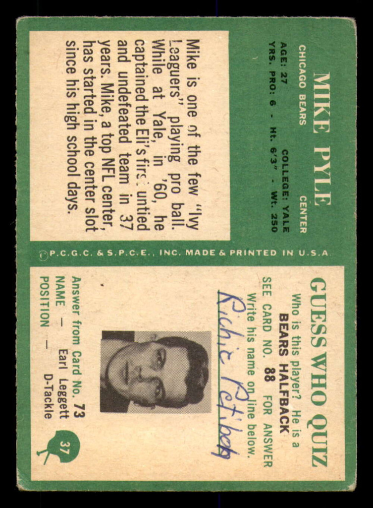 1966 Philadelphia #37 Mike Pyle Poor  ID: 376086