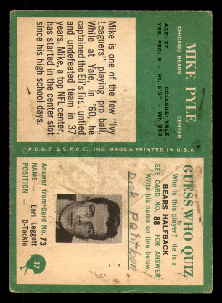 1966 Philadelphia #37 Mike Pyle Poor  ID: 376089