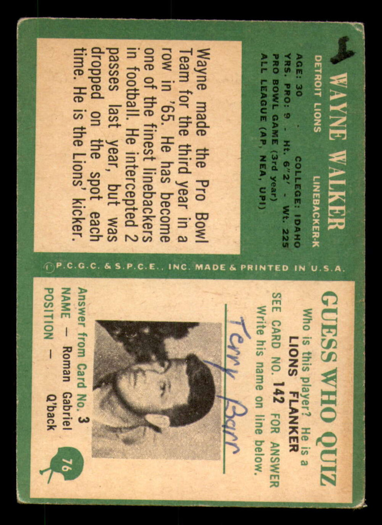 1966 Philadelphia #76 Wayne Walker Poor  ID: 376102