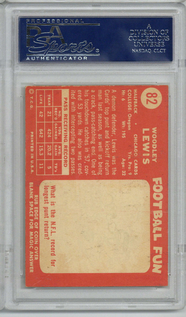 1958 Topps #82 Woodley Lewis UER PSA 5 EX  ID: 377057