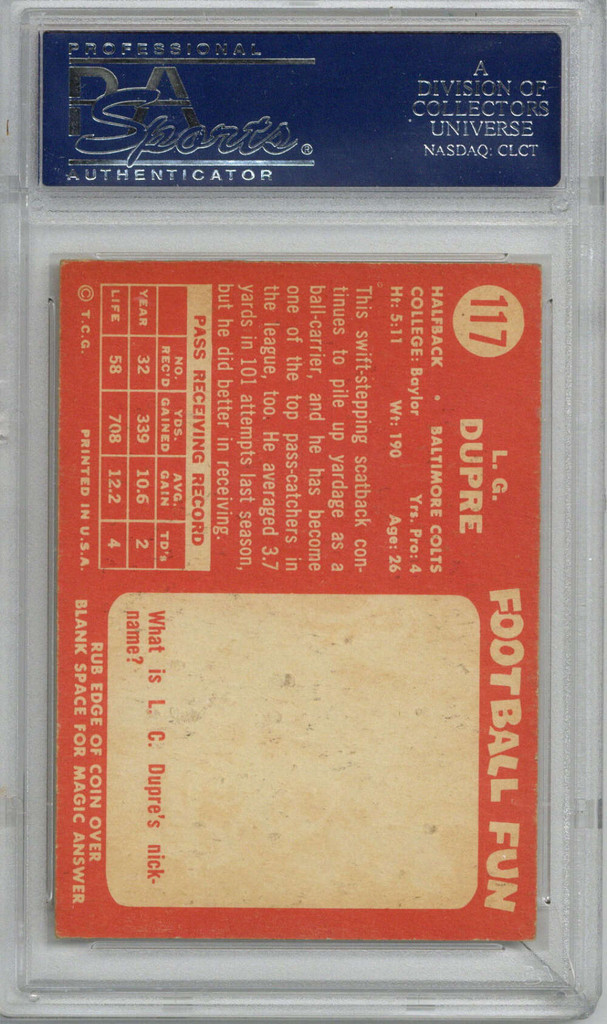 1958 Topps #117 L.G. Dupre PSA 5 EX 