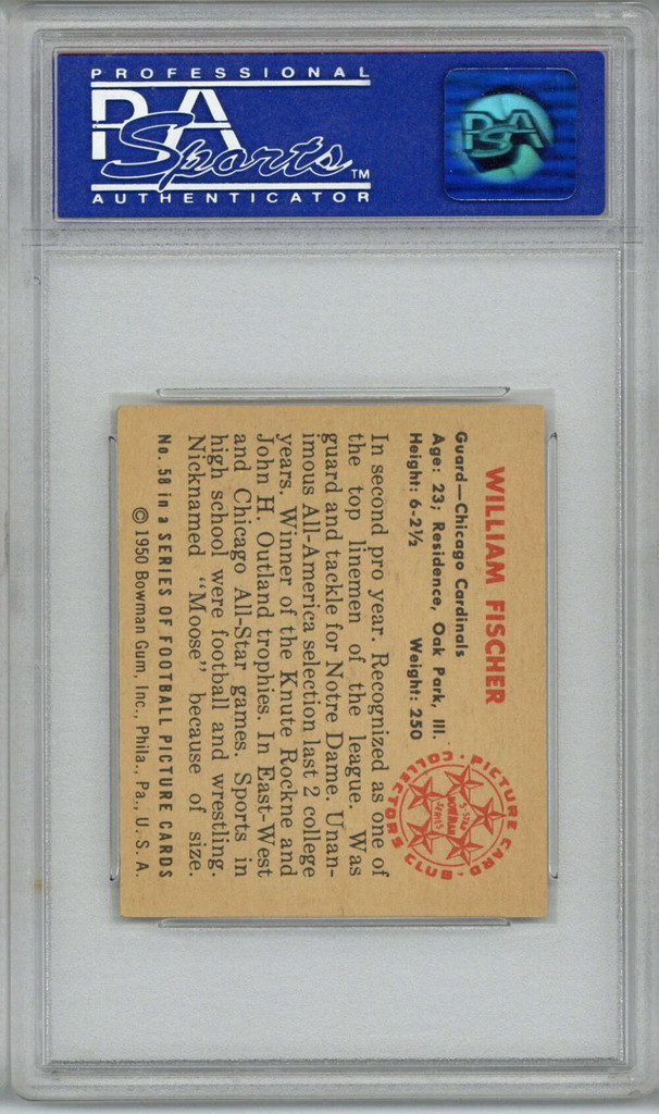 1950 Bowman #58 Bill Fischer PSA 6 EX-Mint 