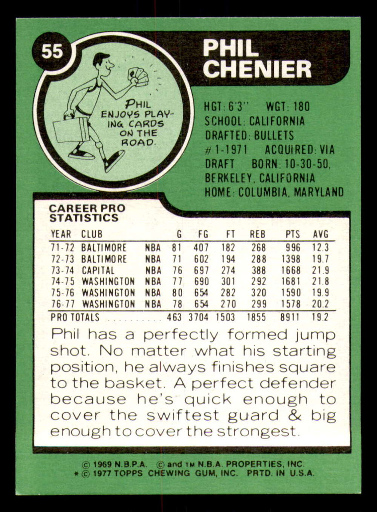 1977-78 Topps #55 Phil Chenier Near Mint  ID: 377963