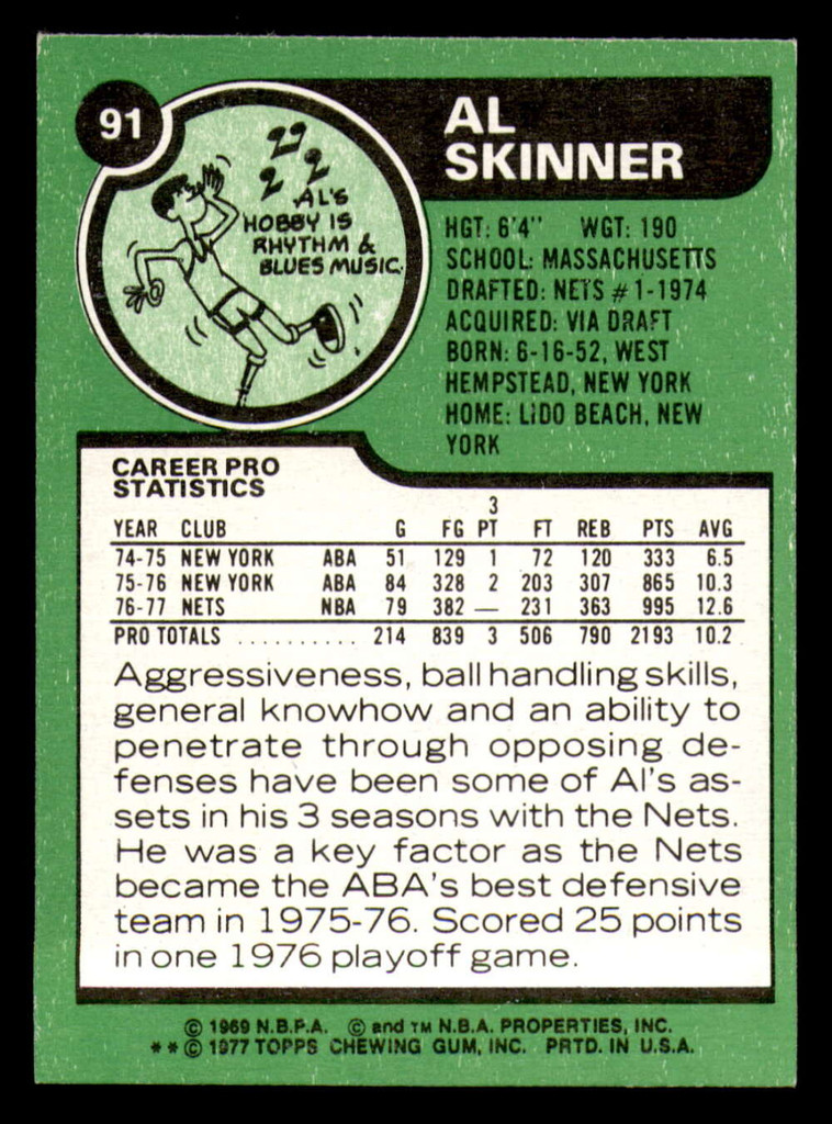 1977-78 Topps #91 Al Skinner Ex-Mint  ID: 378405