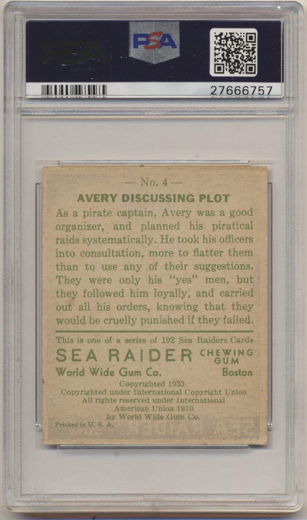 1933 World Wide Gum Sea Raiders #4  Avery Discussing Plot PSA 4 VG-EX  #*sku35293