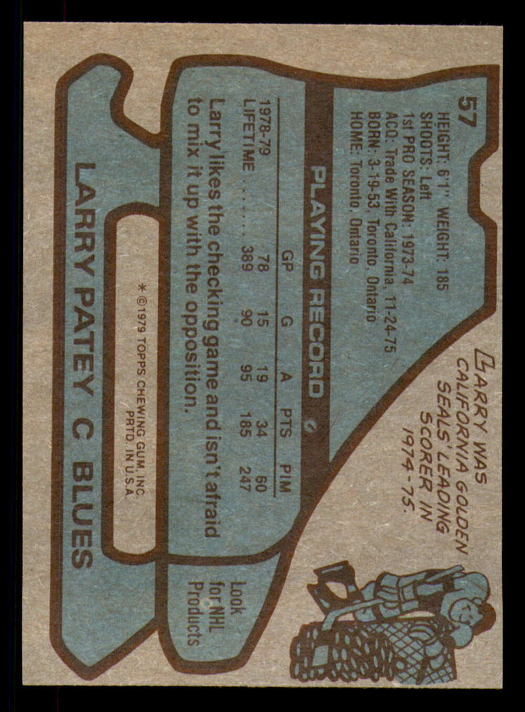 1979-80 Topps #57 Larry Patey Near Mint+  ID: 381047