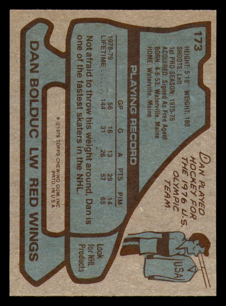 1979-80 Topps #173 Dan Bolduc Near Mint RC Rookie  ID: 381163